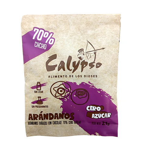 ARANDANOS BAÑADOS CON HOCOLATE 70% CACAO 21G CERO AZUCAR
