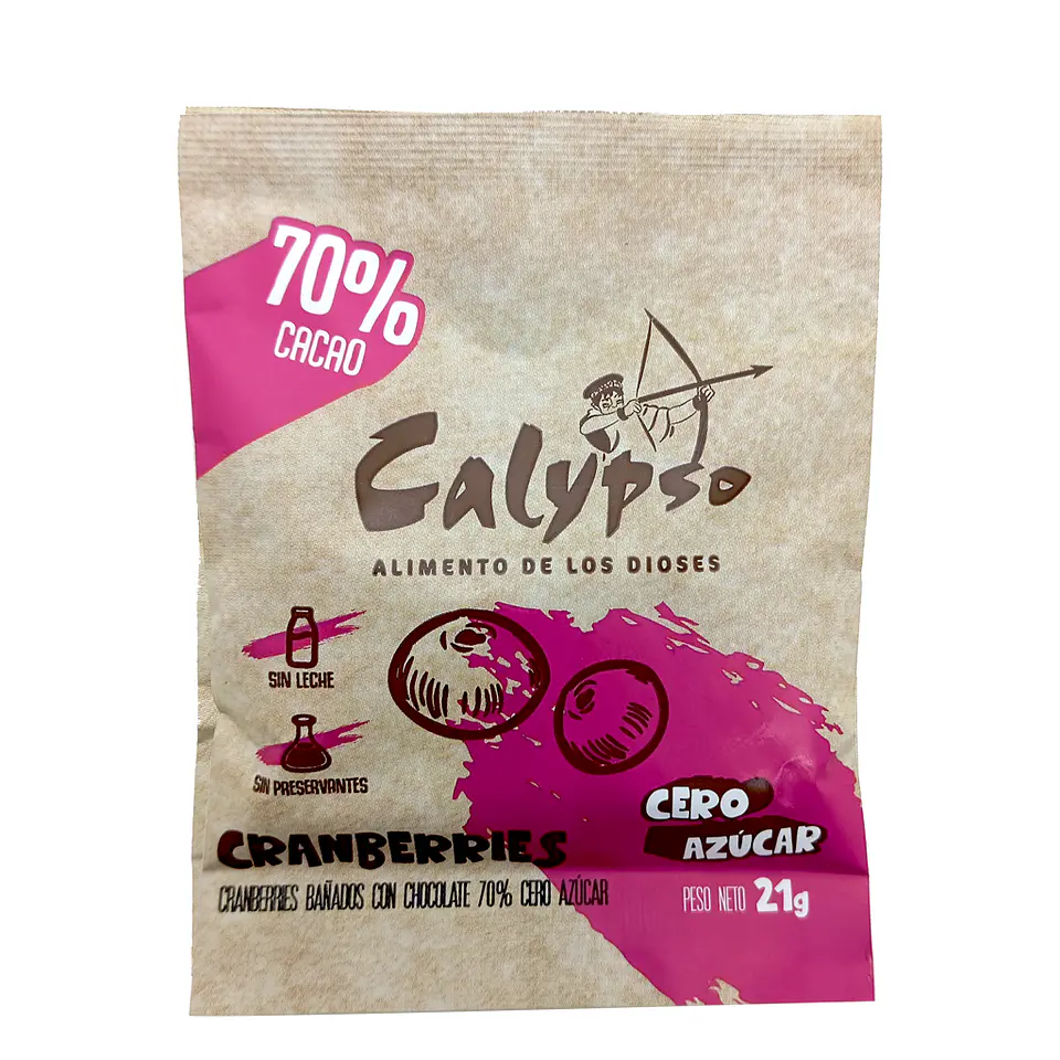 CRAMBERRIES BAÑADOS CON HOCOLATE 70% DE CACAO DE 21G CERO AZUCAR 1