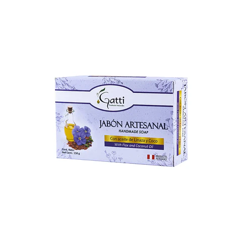 JABON ARTESANAL CON ACEITE DE LINAZA Y COCO 150G MARACUYA