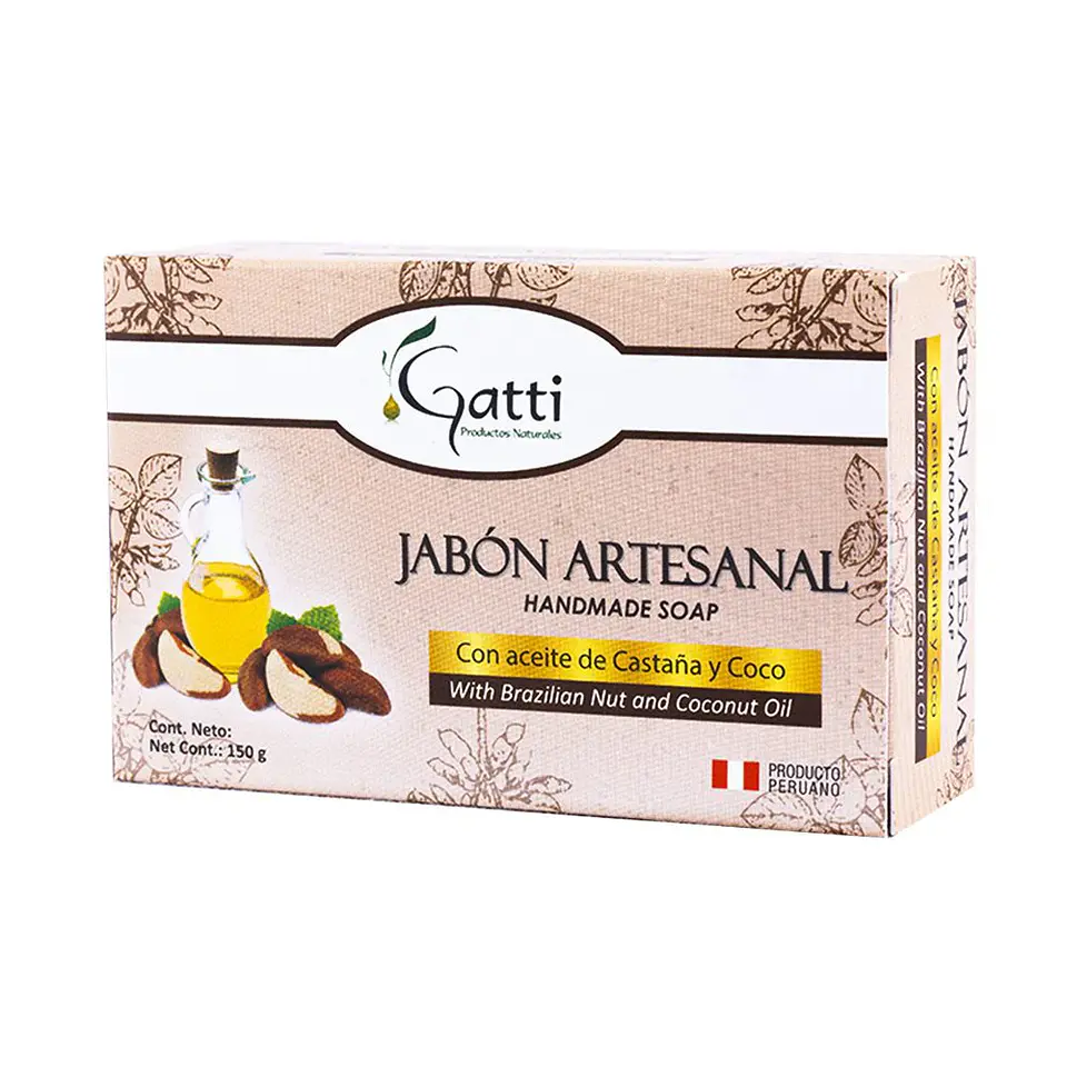 JABON ARTESANAL CON ACEITE DE CASTAÑA Y COCO 150G  1