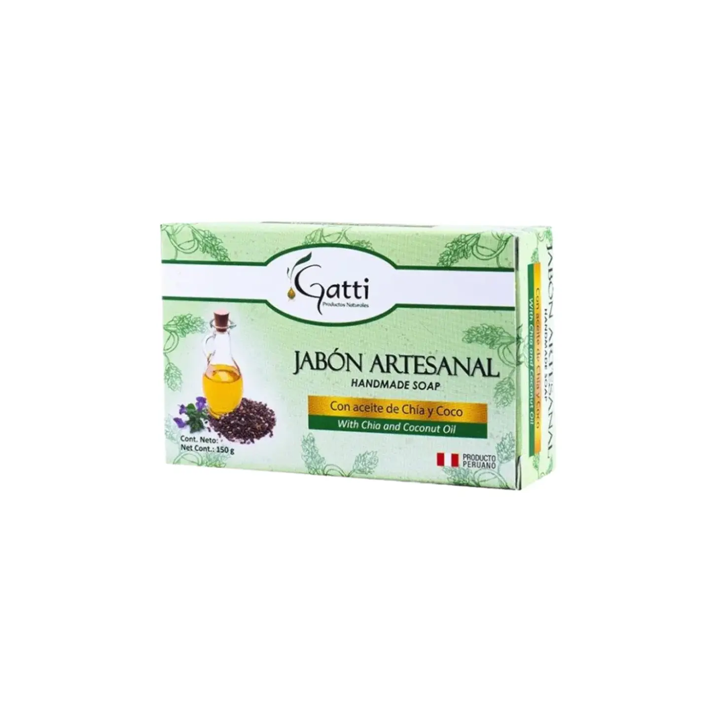 JABON ARTESANAL CON ACEITE DE CHIA Y COCO 150G  1
