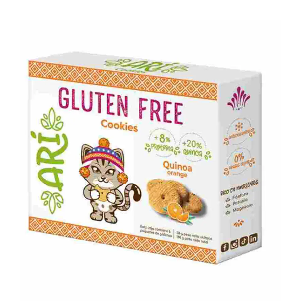 ARI COOKIES GLUTEN FREE QUINOA ORANGE 6 UNID GALLETA 30GR 2