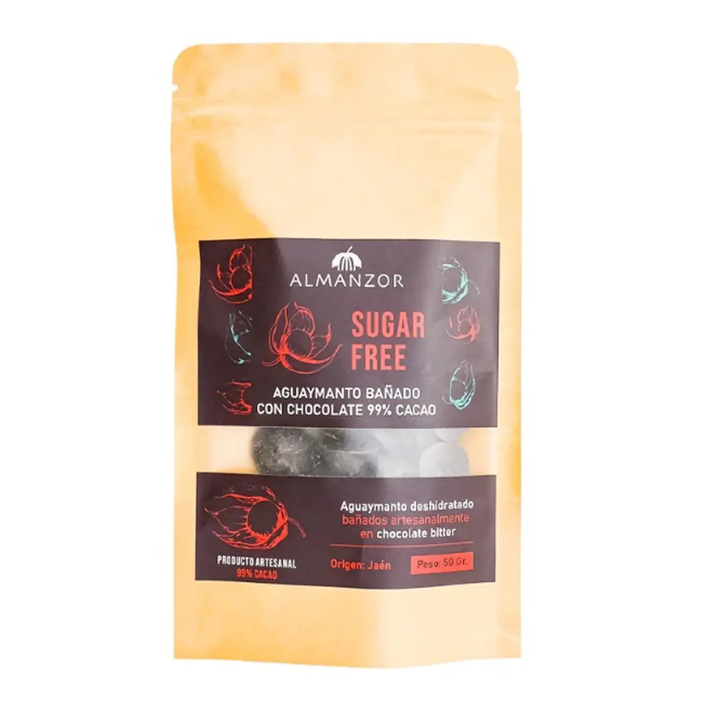 Aguaymanto bañado con chocolate 99%-50gr almanzor 1