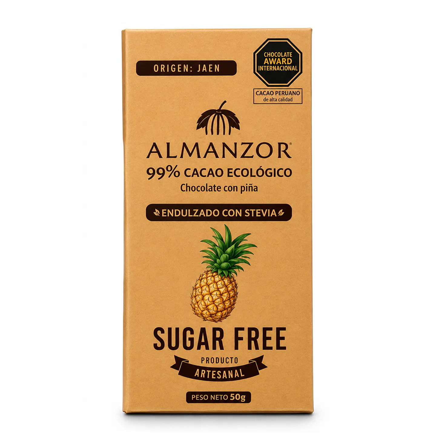 Tabletin chocolate con piña 99% sin azúcar-12 gr 1
