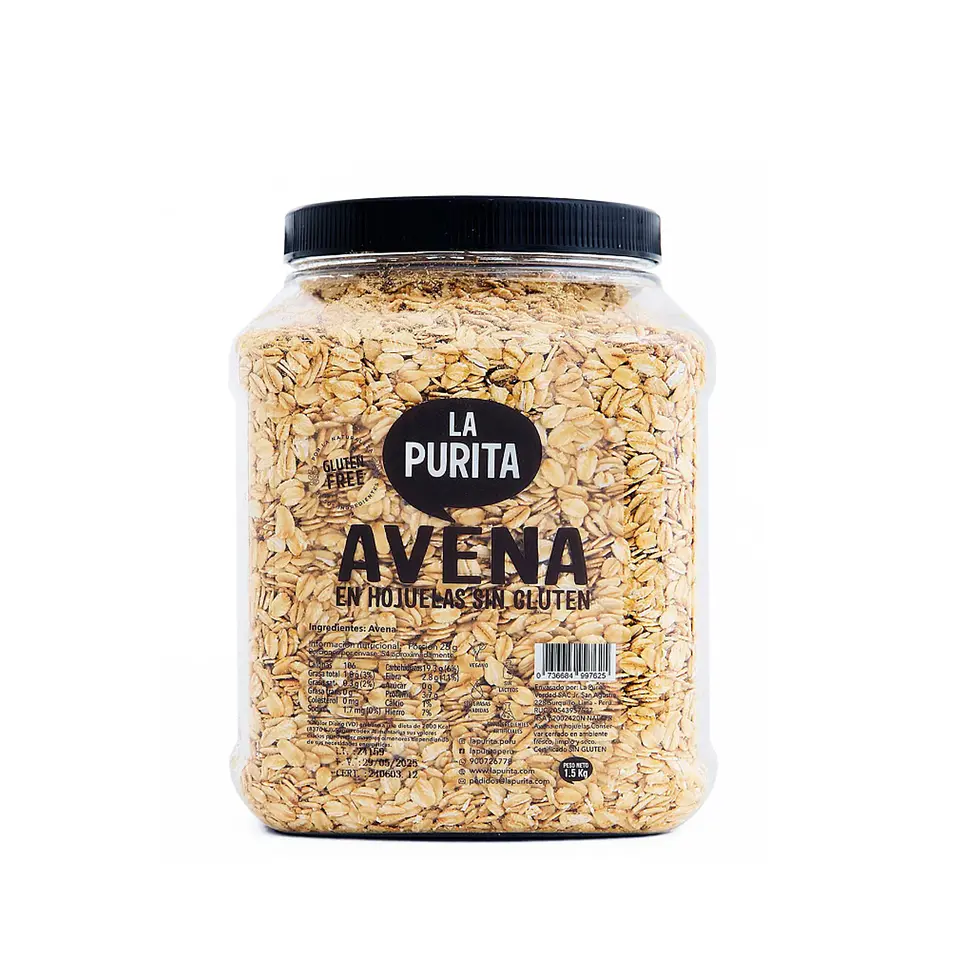 Avena en hojuelas sin gluten 1.5kg purita 1