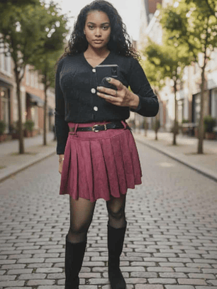 Saia plissada Camurça