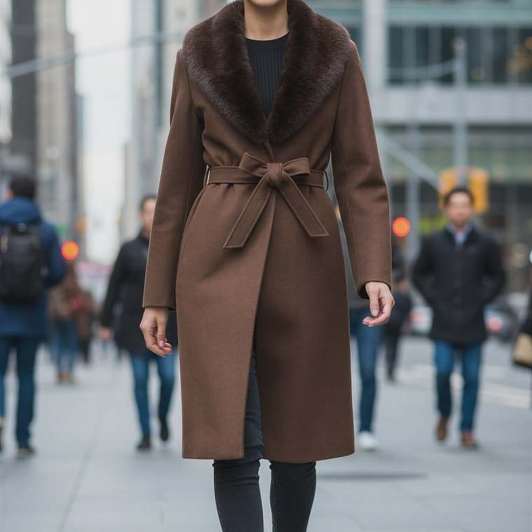Casaco com gola de pelo removível 1