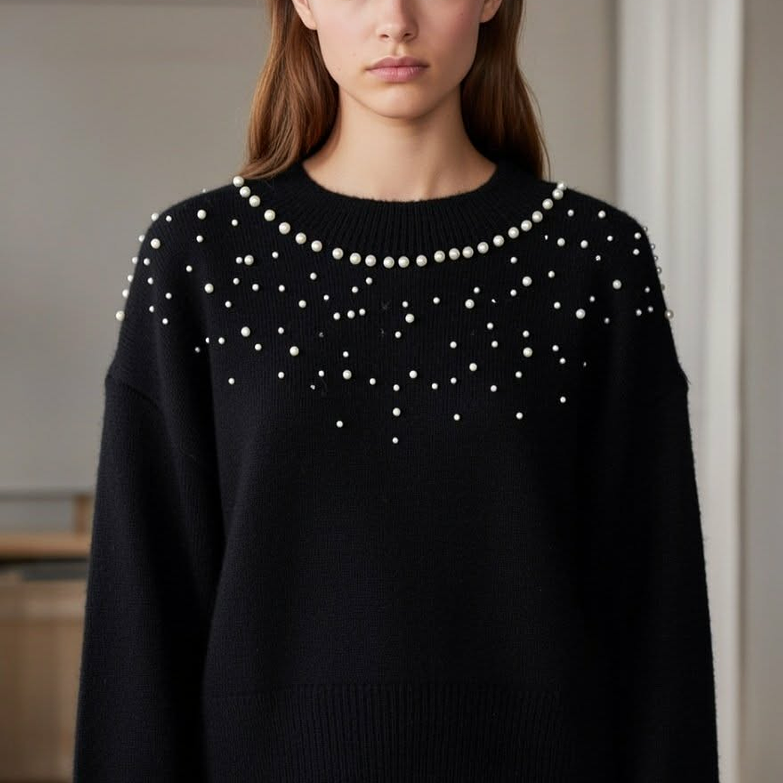 Pull col en perles 1
