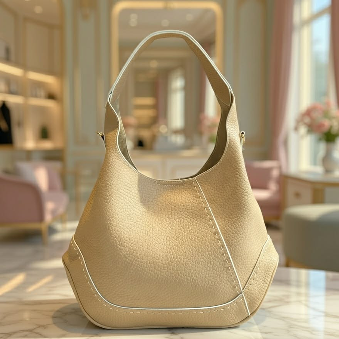 Mala creme com bolsa interna 1