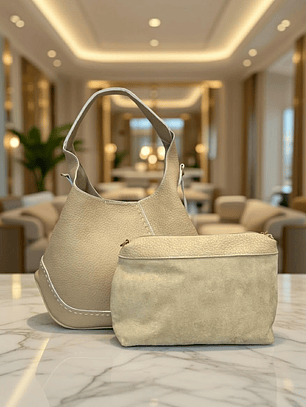 Mala creme com bolsa interna