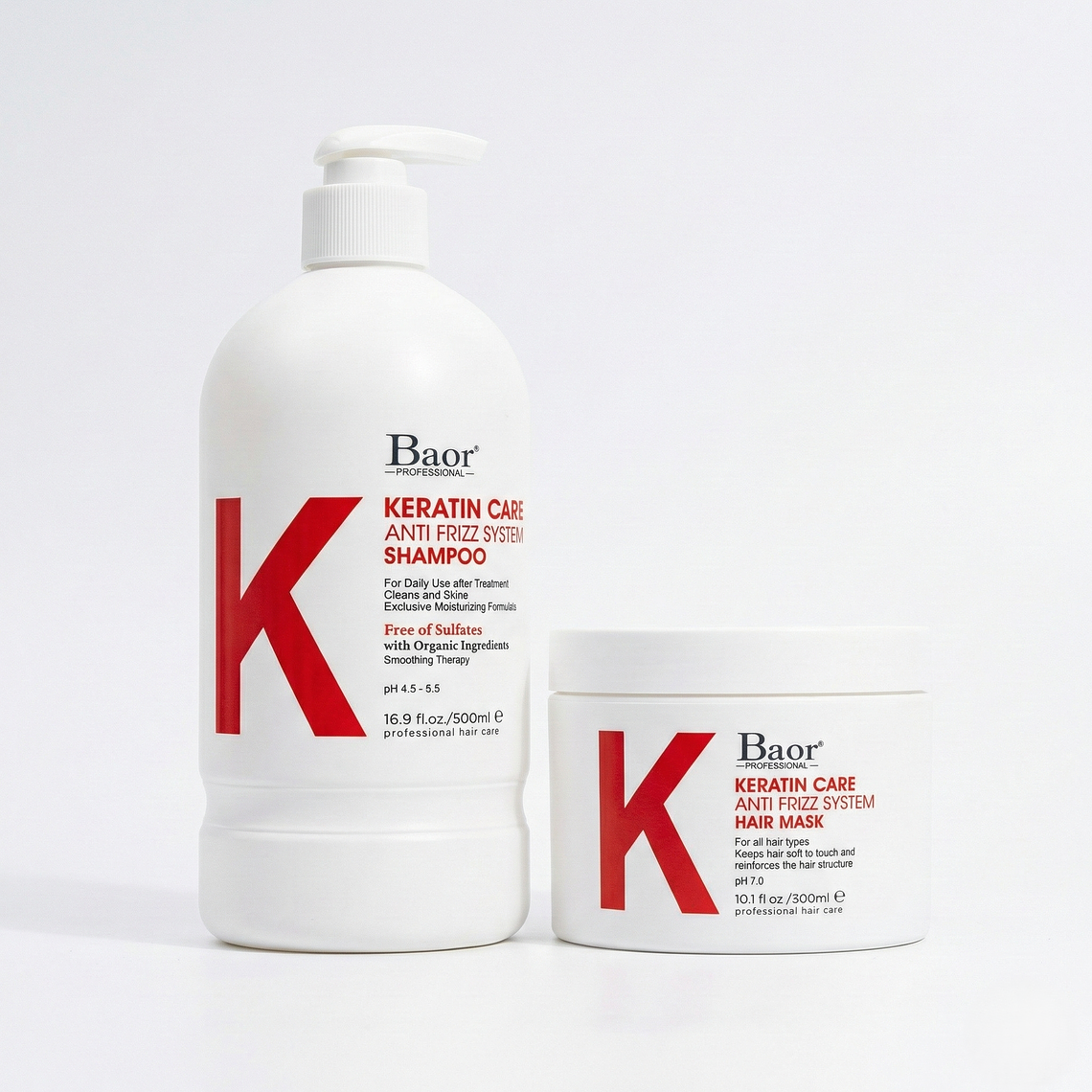 BAOR K – Dúo Keratine Care Shampoo 500 ml + Mascarilla 300 ml 1