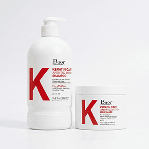 BAOR K – Dúo Keratine Care Shampoo 500 ml + Mascarilla 300 ml