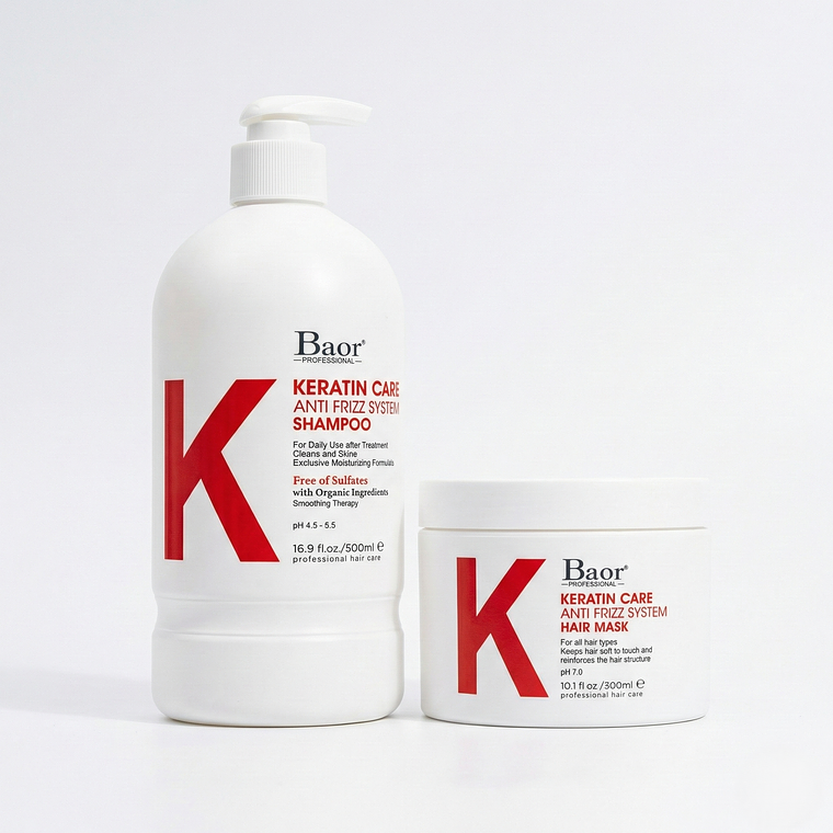 BAOR K – Dúo Keratine Care Shampoo 500 ml + Mascarilla 300 ml 1