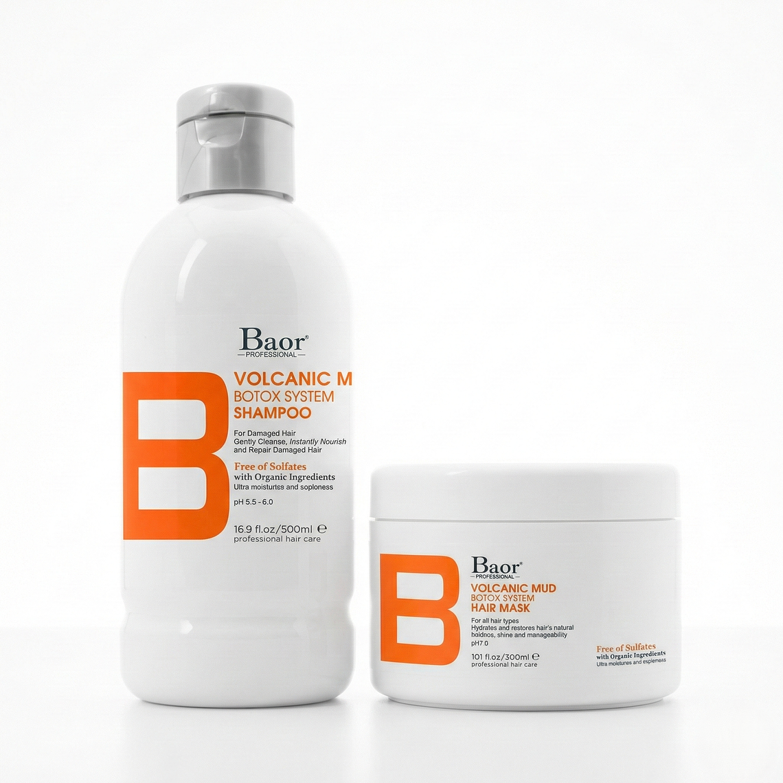 BAOR B – Dúo Vulcanic Mud Shampoo 300 ml + Mascarilla 300 ml 1