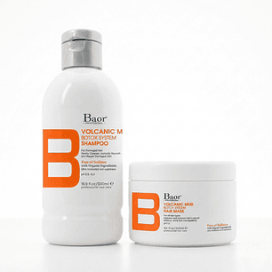 BAOR B – Dúo Vulcanic Mud Shampoo 300 ml + Mascarilla 300 ml