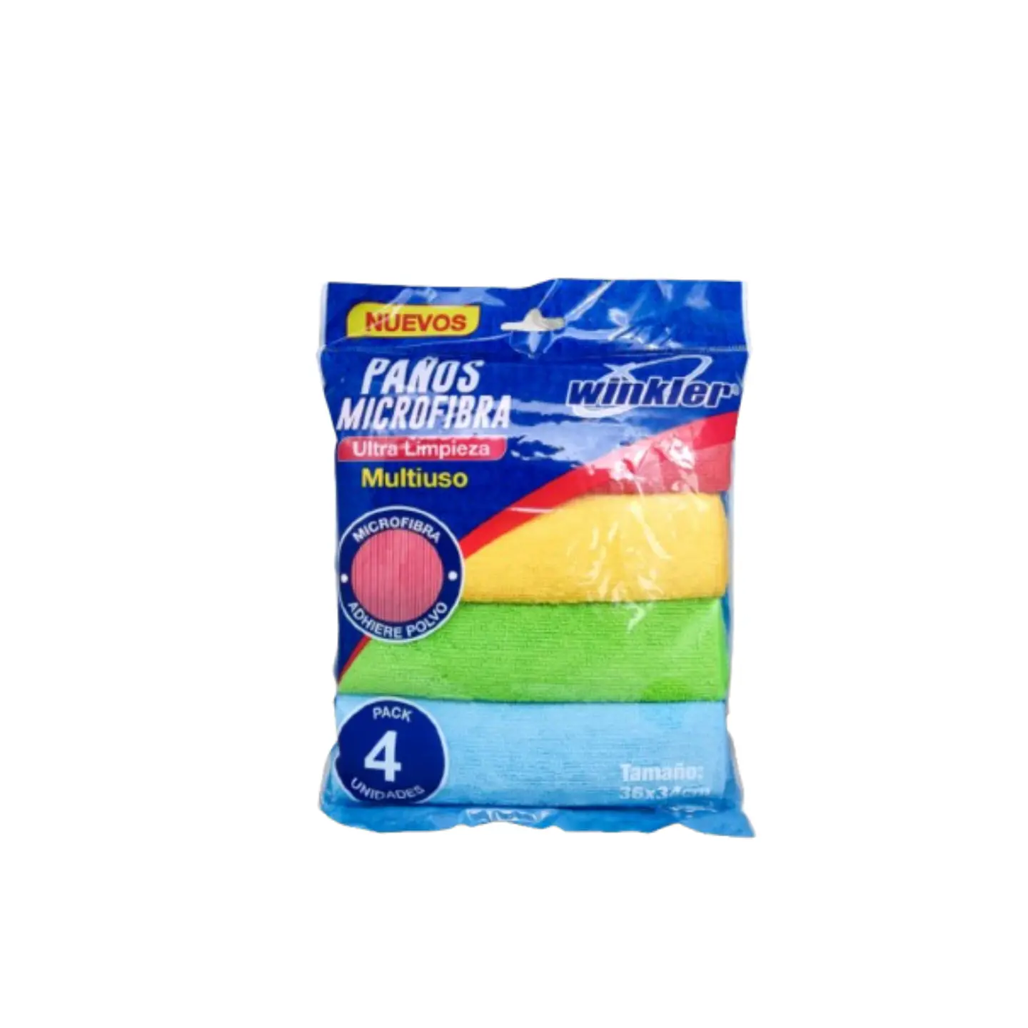 paño microfibra 4 colores 36x34cm bolsa de 4 unid winkler 1