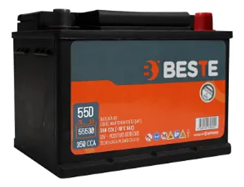 BATERIA BESTE  55 AH350 CCA POSITIVO DERECHO TERMINAL ESTANDAR
