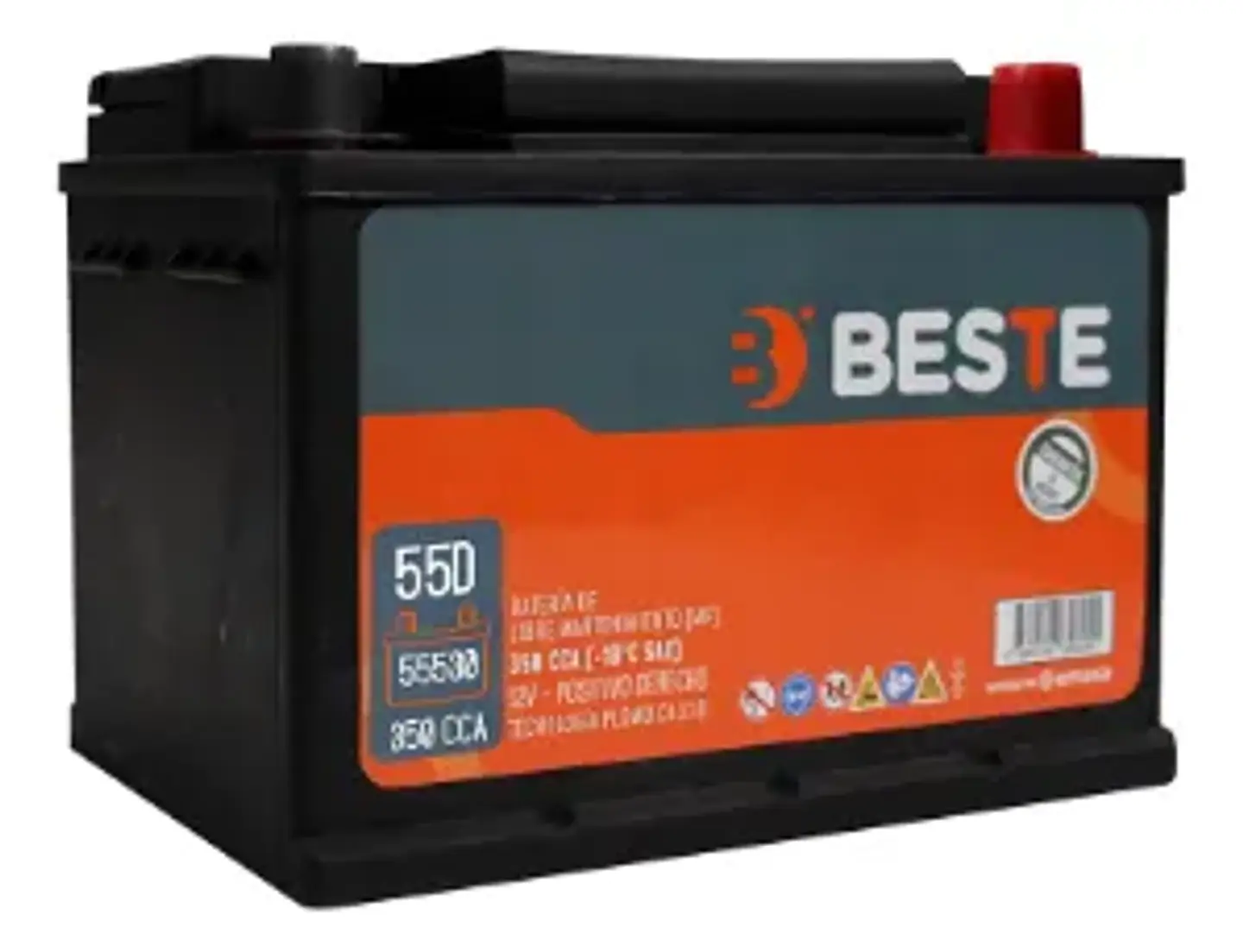 BATERIA BESTE  55 AH350 CCA POSITIVO DERECHO TERMINAL ESTANDAR 1