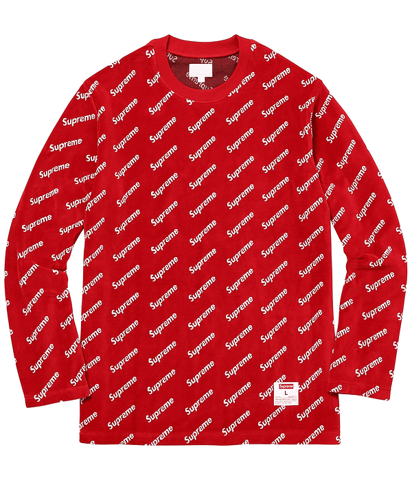 Polera M/L Velour DIagonal Logo - Supreme (VNDS)