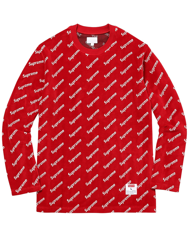 Polera M/L Velour DIagonal Logo - Supreme (VNDS)
