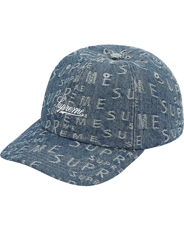 Gorro Warp Jacquard Logos Denim 6-Panel - Supreme [VNDS]