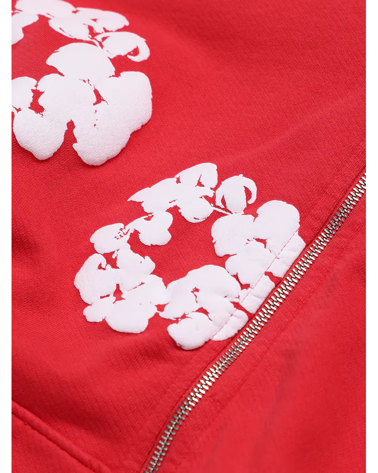 Hoodie Cotton Wreath Zip-Up - Denim Tears