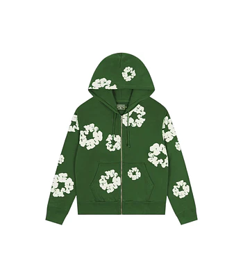 Hoodie Cotton Wreath Zip-Up - Denim Tears