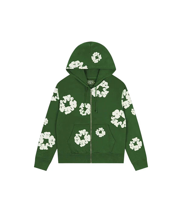 Hoodie Cotton Wreath Zip-Up - Denim Tears