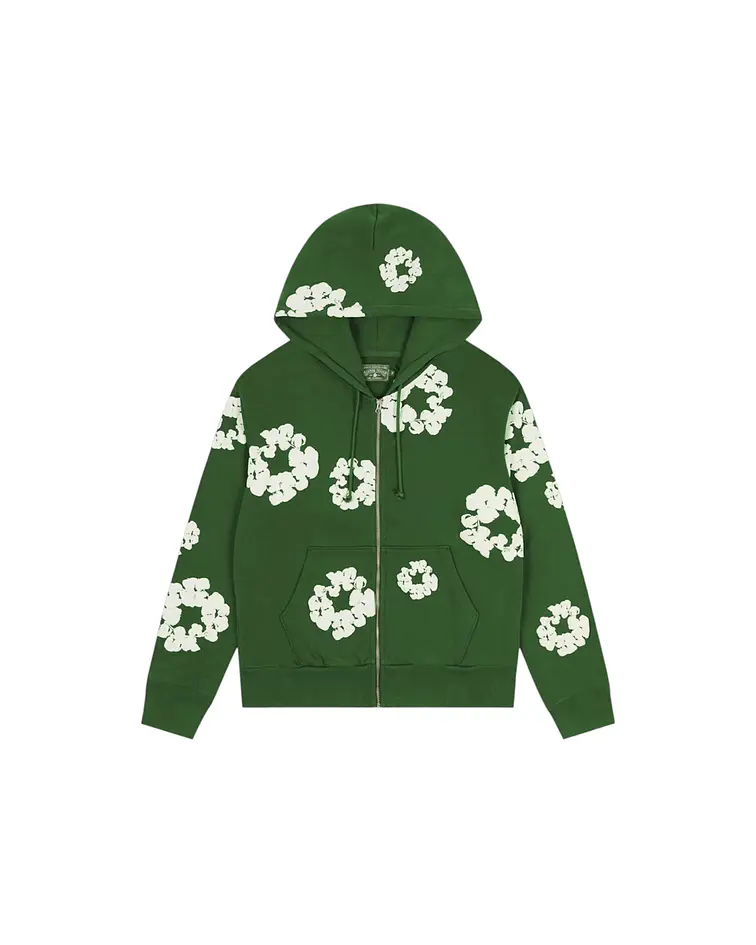 Hoodie Cotton Wreath Zip-Up - Denim Tears