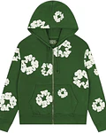 Hoodie Cotton Wreath Zip-Up - Denim Tears