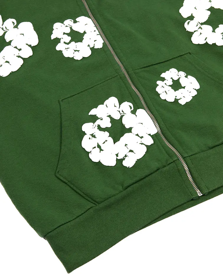 Hoodie Cotton Wreath Zip-Up - Denim Tears