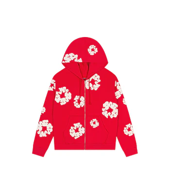 Hoodie Cotton Wreath Zip-Up - Denim Tears
