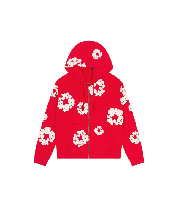 Hoodie Cotton Wreath Zip-Up - Denim Tears