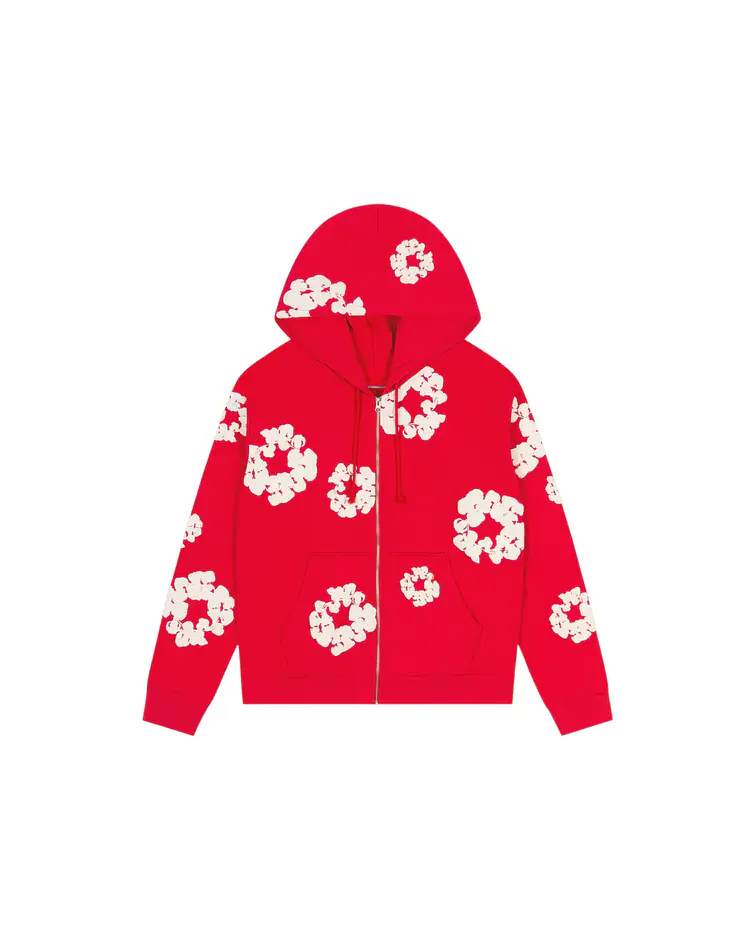 Hoodie Cotton Wreath Zip-Up - Denim Tears