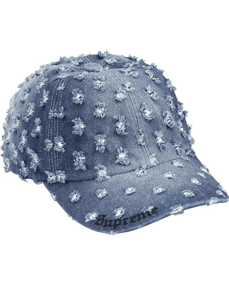 Gorro Hole Punch Rhinestone Denim 6-Panel  - Supreme