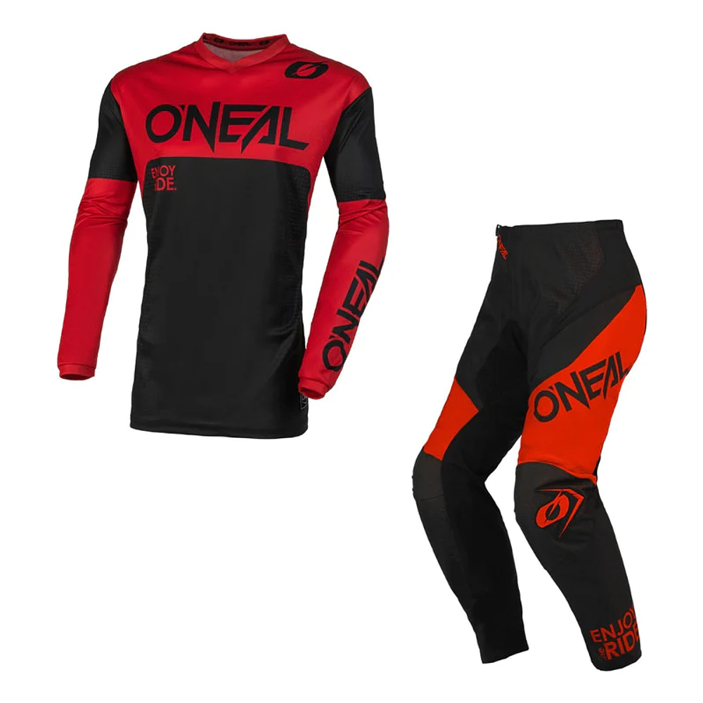 TRAJE ONEAL RACEWEAR MOTOCROSS ENDURO NEGRO/ROJO