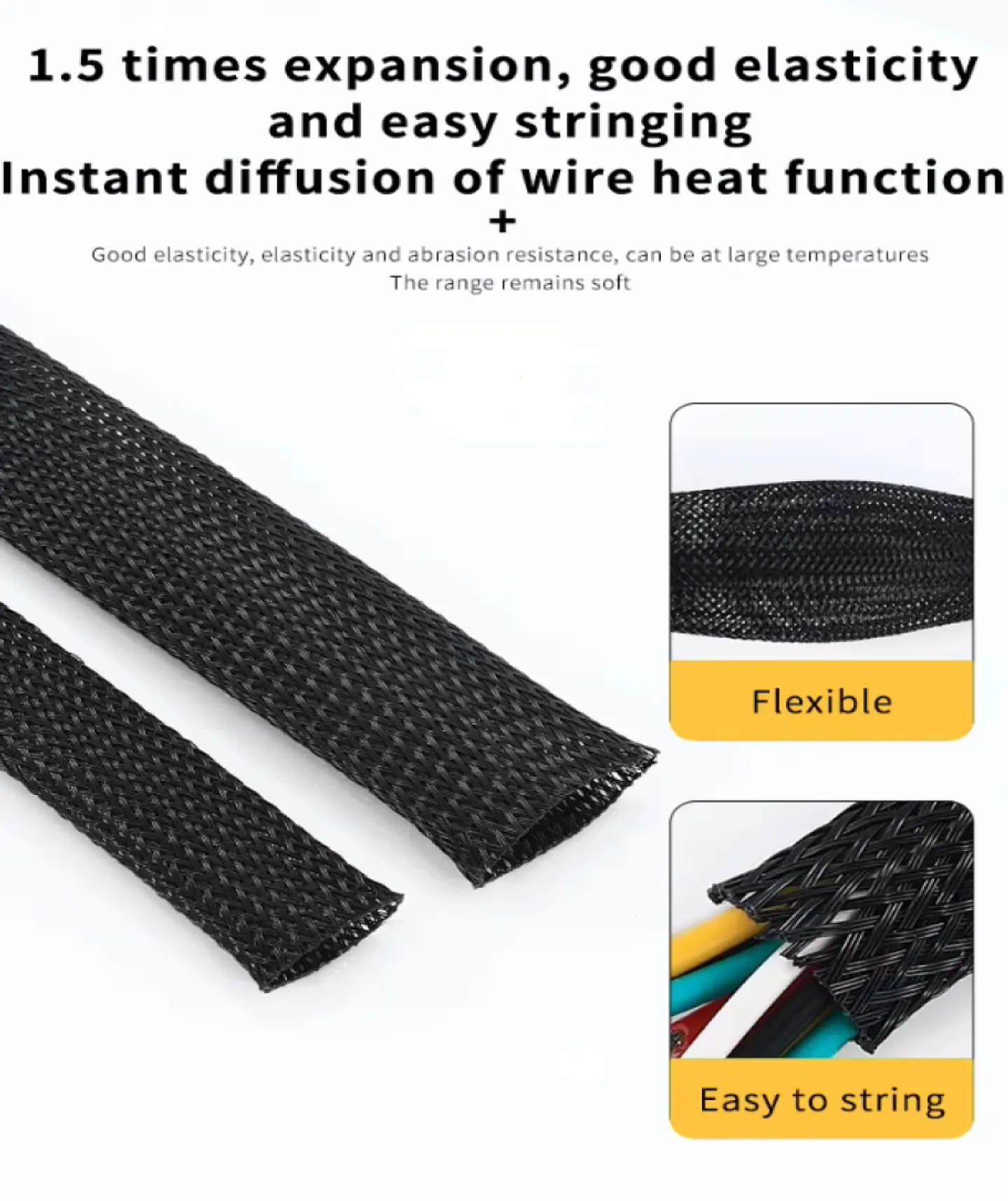 Malla Trenzada Para Cable 8mm 10mts Negro 7