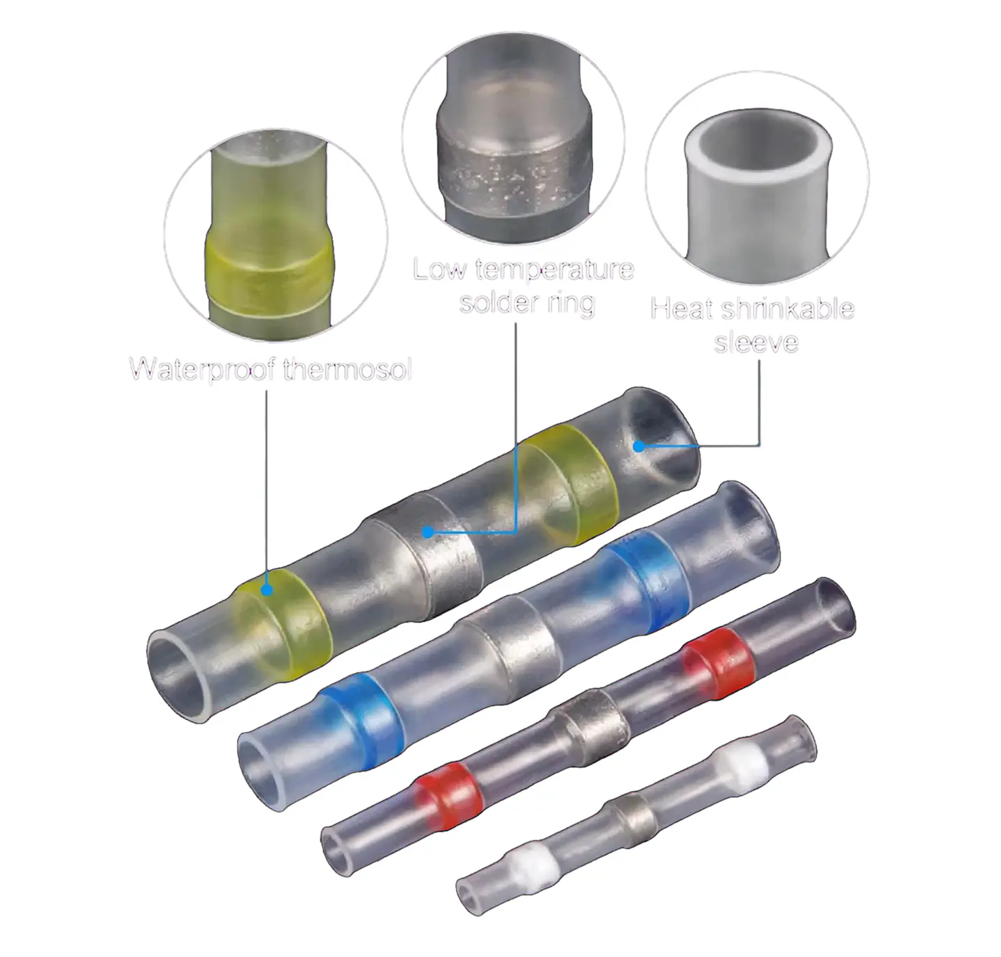 Kit Conector Termocontraible Con Anillo De Estaño 100pzs 1