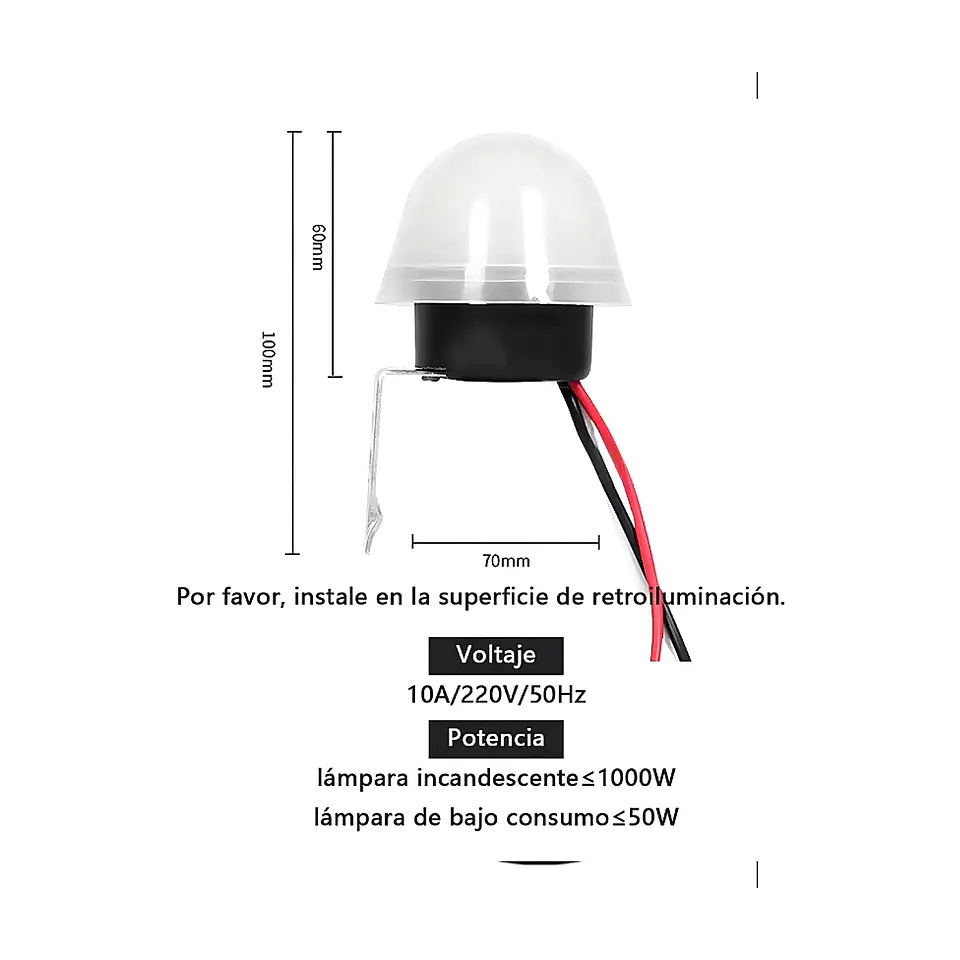 Interruptor Fotocelda Automático AS-20 Sensor Luz Día/Noche Lluvia Pack 2uds 3