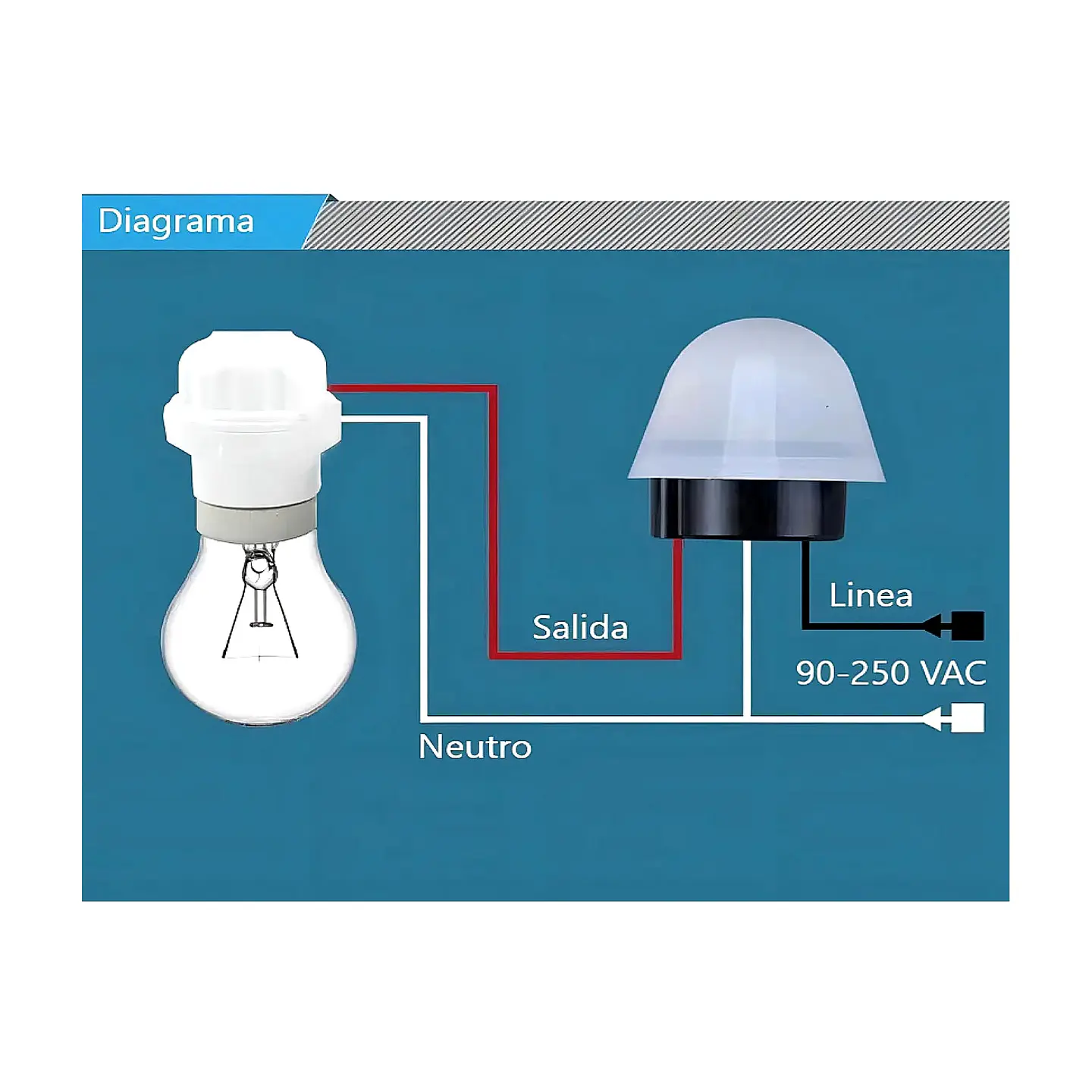 Interruptor Fotocelda Automático AS-20 Sensor Luz Día/Noche Lluvia Pack 2uds 4