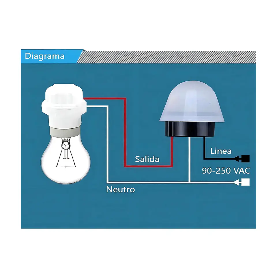 Interruptor Fotocelda Automático AS-20 Sensor Luz Día/Noche Lluvia Pack 2uds 4