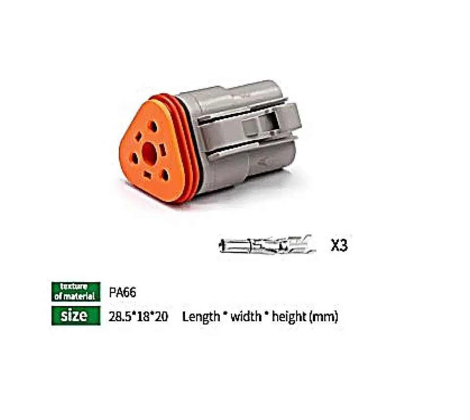 Kit Conector Deutsch DT 3 Pines DT04-3P / DT06-3S - Impermeable IP67 Macho-Hembra 3