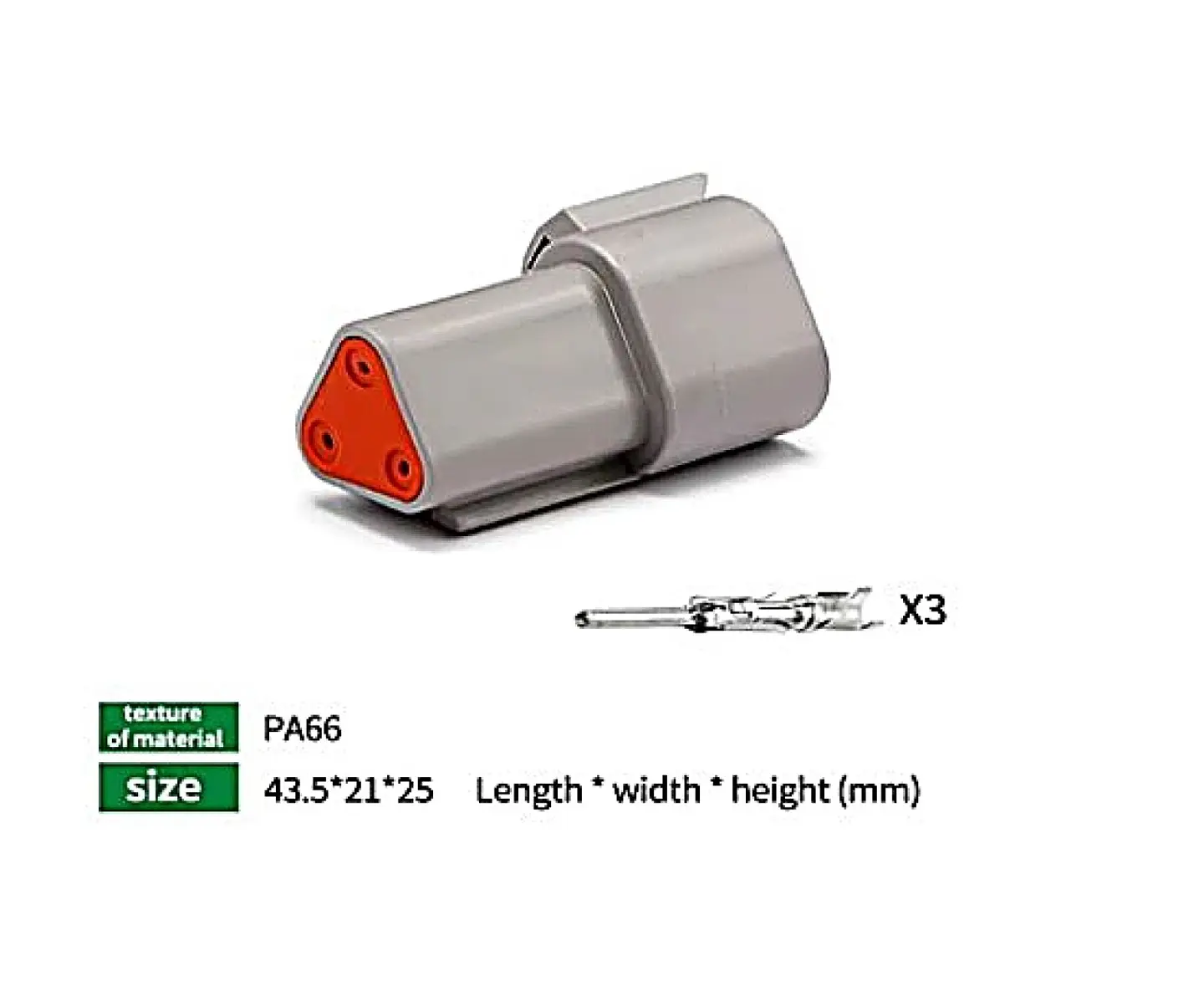 Kit Conector Deutsch DT 3 Pines DT04-3P / DT06-3S - Impermeable IP67 Macho-Hembra 4