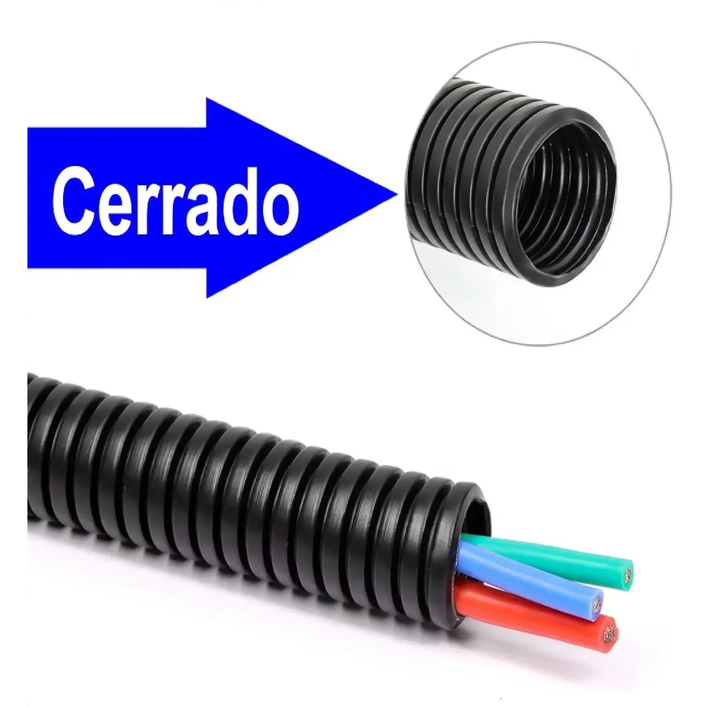 Tubo Corrugado Flexible Cerrado 10mm x 6 Metros - Protección Cables - Resistente -30°C a 100°C 1