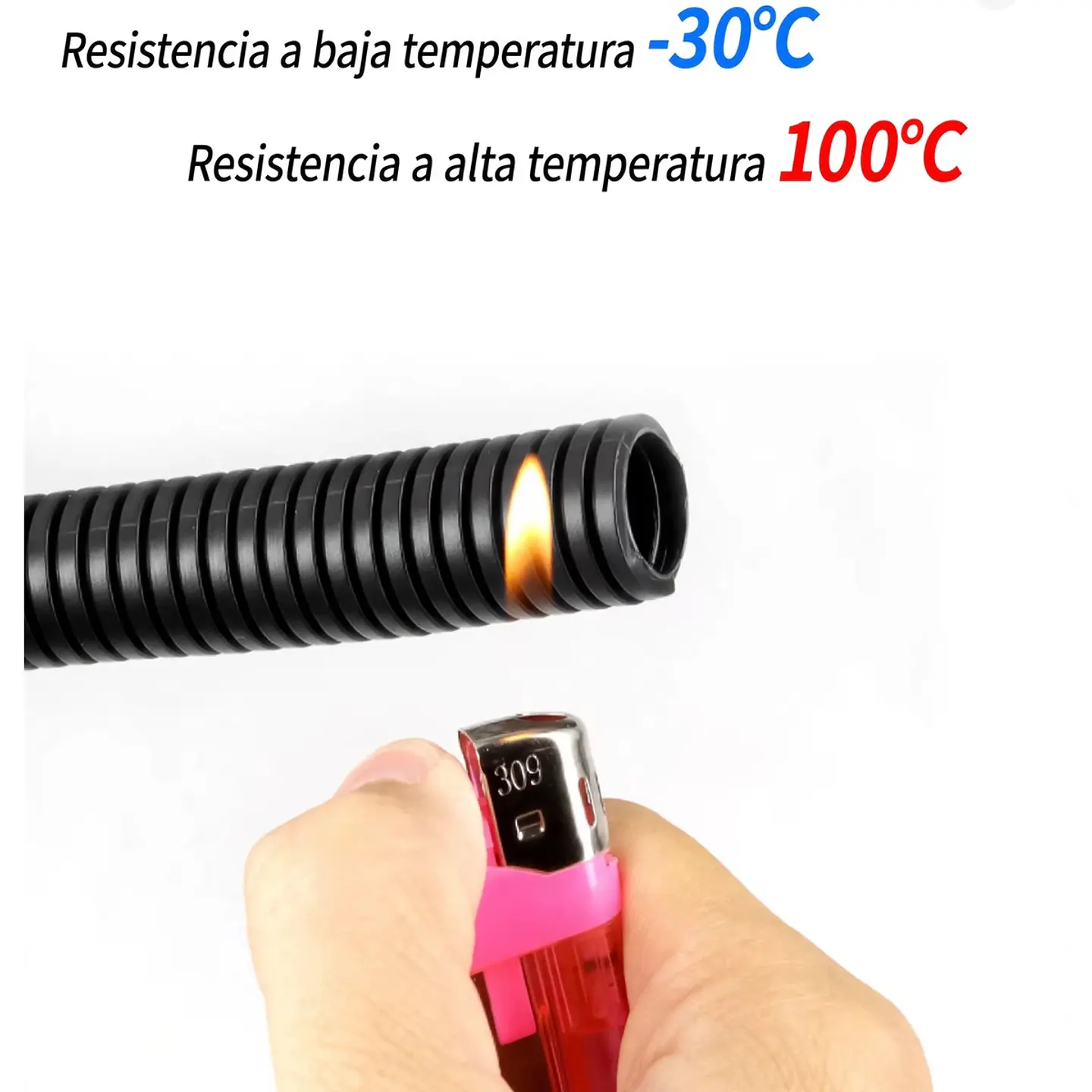Tubo Corrugado Flexible Cerrado 10mm x 6 Metros - Protección Cables - Resistente -30°C a 100°C 2