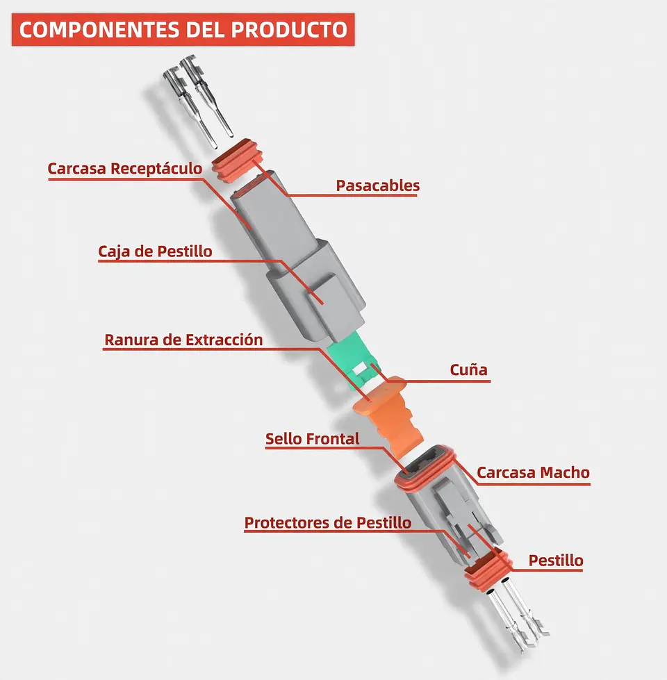 Kit Conector Deutsch DT 2Pines DT04-2P / DT06-2S  6