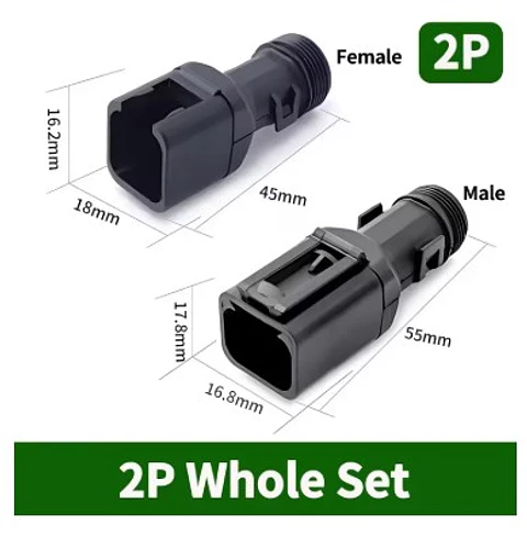 Kit Carcasa para conector DT 2Pin Protección Trasera Deutsch - Backshell Negra PA66