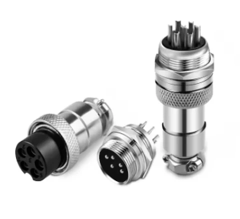 Conector Aviación GX12 4 Pines Macho-Hembra Recto - Docking Type - Metal 12mm Soldable