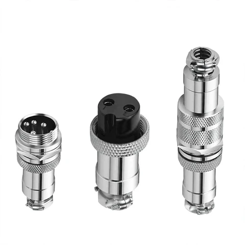 Conector Aviación GX12 4 Pines Macho-Hembra Recto - Docking Type - Metal 12mm Soldable