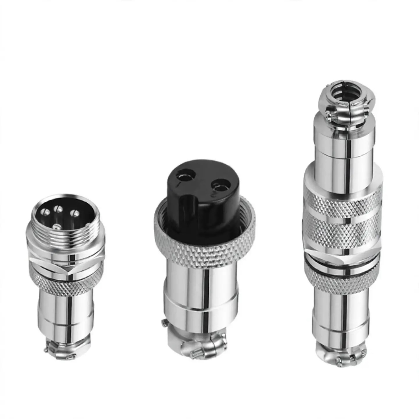 Conector Aviación GX12 4 Pines Macho-Hembra Recto - Docking Type - Metal 12mm Soldable 2
